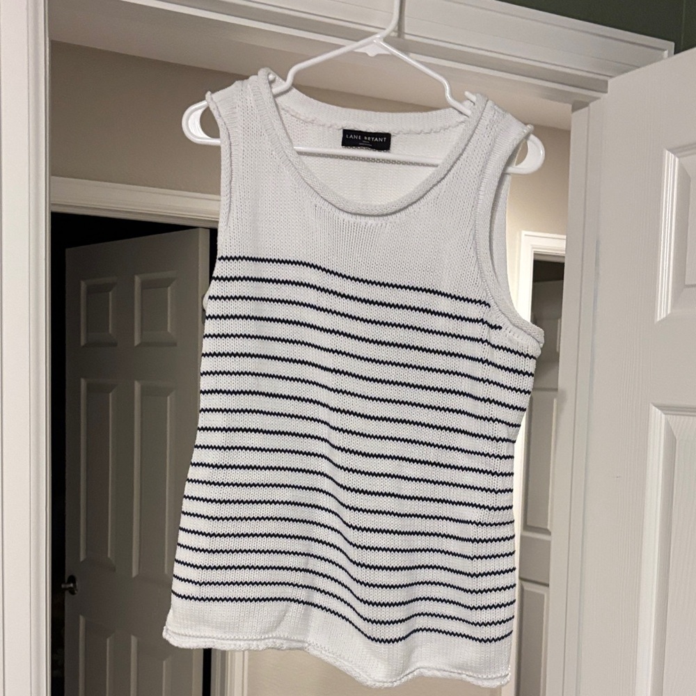 Lane Bryant Black and White Striped Sweater Tank
